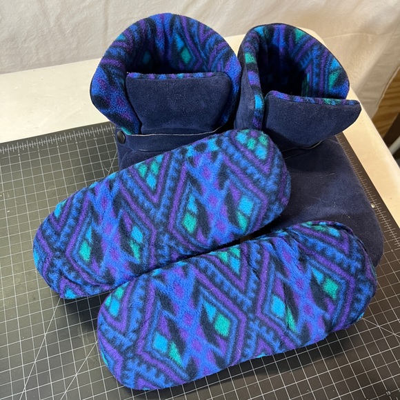 GUC LLBean navy suede unisex slippers with removable insoles. - Picture 2 of 6